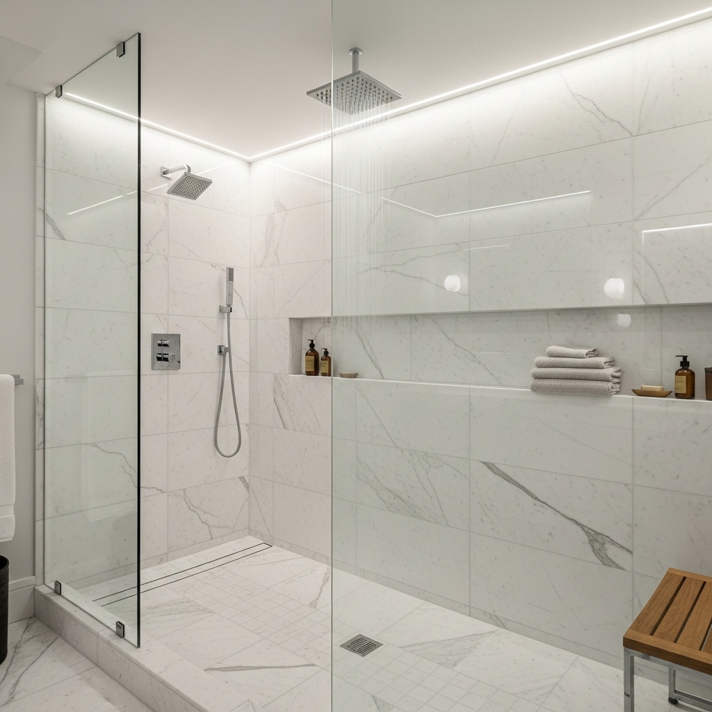 Images demonstrating the benefits of water softeners, including spot-free dishes and healthier skin and hair. 